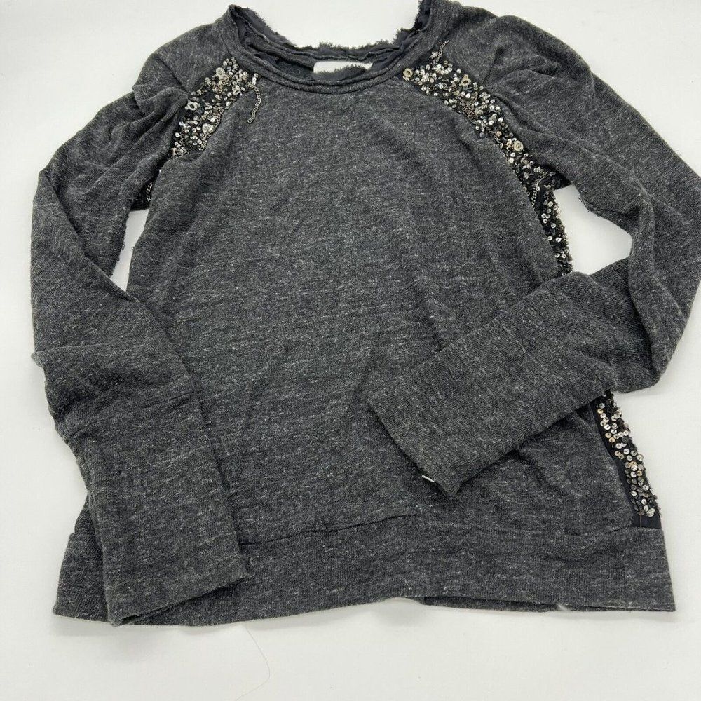Dolan Women Black Sweatshirt metal detail on back size Medium silk trim